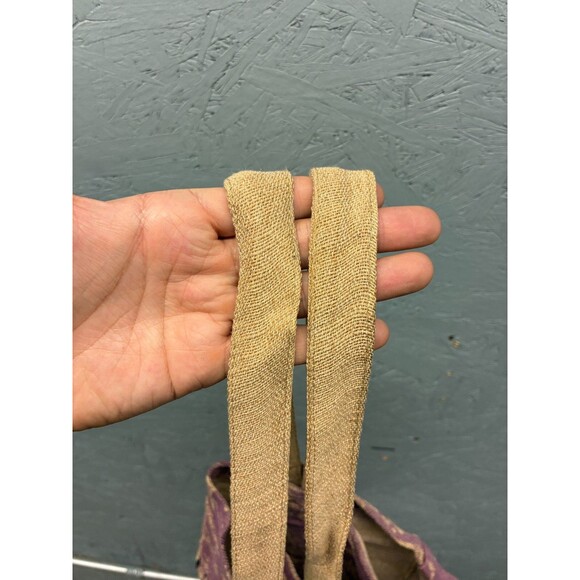 Maje Large Tote Bag Purple Paisley Print Linen Shoulder Carryall Boho Style - Picture 4 of 12